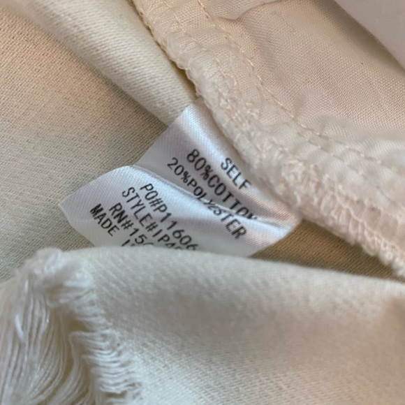 🎁NWT BiBi Ivory Long Button Down Distressed Denim Jacket S - Picture 10 of 11